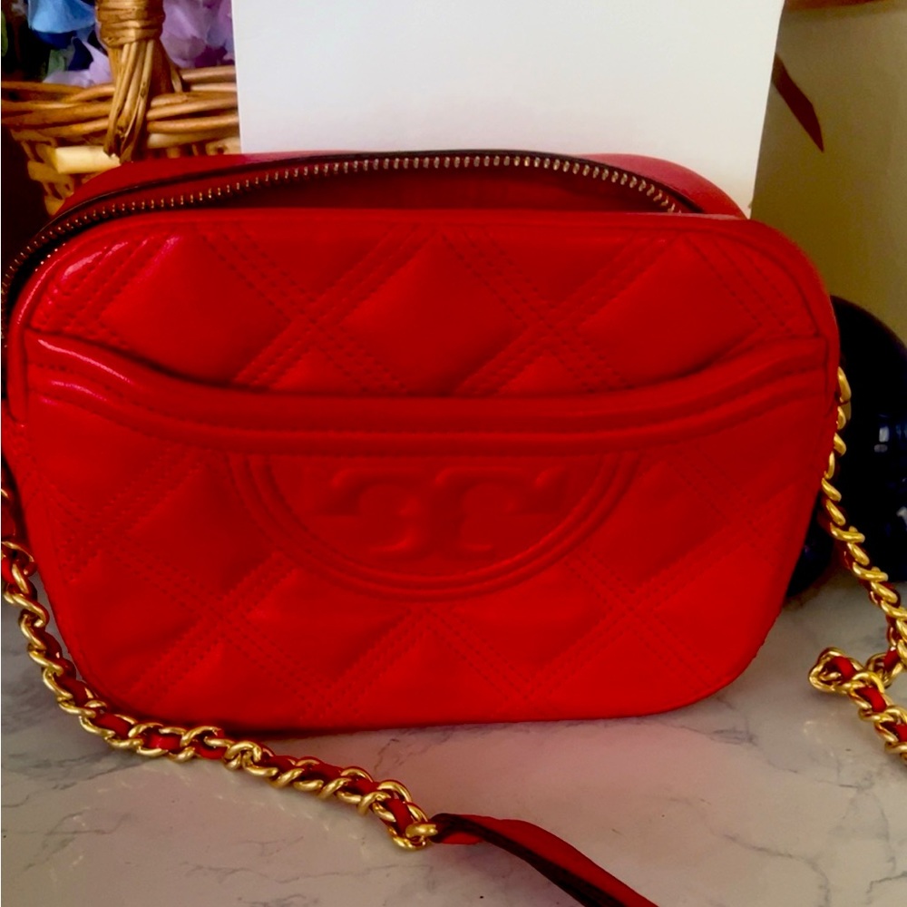 Red Tory Burch crossbody with dust bag